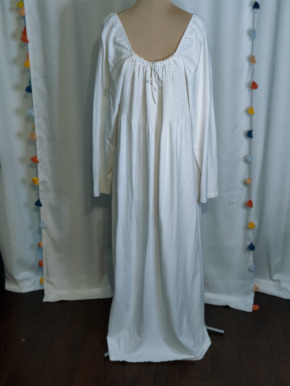 Green Cotton made in Denmark 100%  Organic Cotton Smocked Maxi Gown White